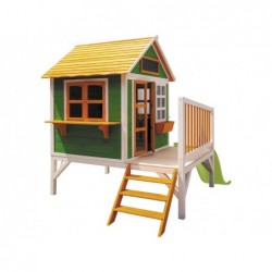 Maison enfant Verte et Orange Surélevée Flam de Masgames MA800595 | Piscineshorssolweb