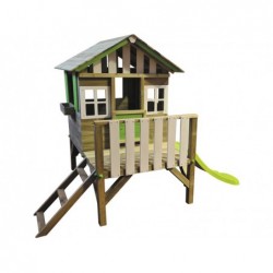 Maison enfant Verte Surélevée Lollipop avec tobogan de Masgames MA800533