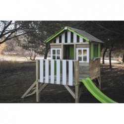 Maison enfant Verte Surélevée Lollipop avec tobogan de Masgames MA800533 | Piscineshorssolweb