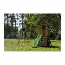 Tibidabo XL Terrain de jeu en bois avec maison de jeu et balançoire double Masgames MA700255