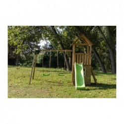 Tibidabo XL Terrain de jeu en bois avec maison de jeu et balançoire double Masgames MA700255 | Piscineshorssolweb