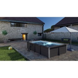 Piscine rectangulaire en bois composite 606x326x124 cm par Gre KPCOR60LN | Piscineshorssolweb